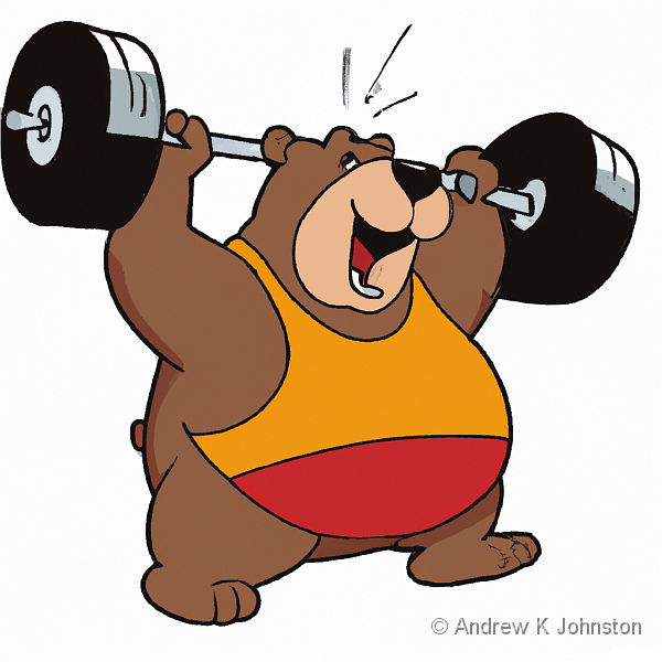 Fat bear lifting weights.png - A fat bear lifting weights, by Dall-E